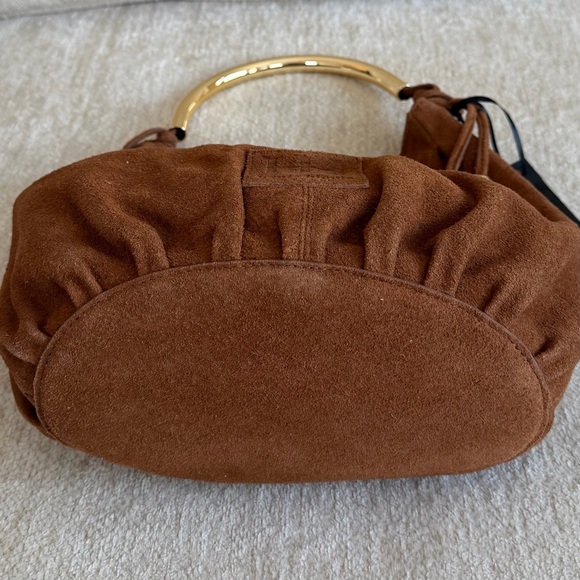 Haute Hippie Tan Suede Hobo Bag with Gold Details - Picture 11 of 15